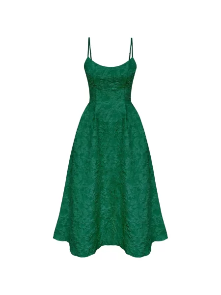 Rochie midi Post Meridiem din jacard verde