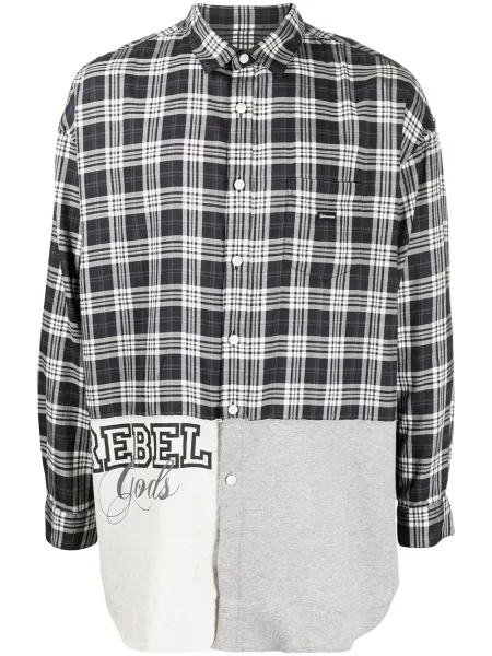 Cămașă Undercoverism în carouri lungă gri