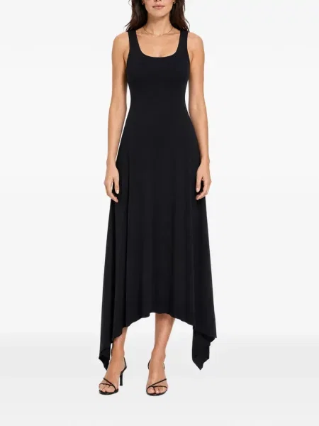 Rochie midi Hamza asimetrică negru