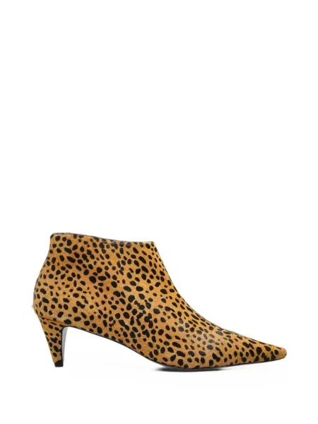Cizme scurte Black Suede Studio din piele de căprioară cu imagine cu model leopard negru