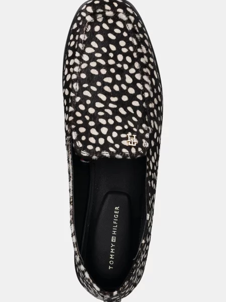 Tommy Hilfiger Велурени мокасини TH PONEY HAIR LOAFER черно