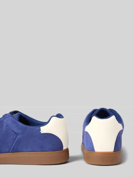 Sneakersy skórzane z napisem z logo Ck Calvin Klein niebieskie