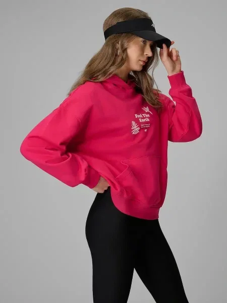 Bluza dresowa loose z kapturem 4F różowa
