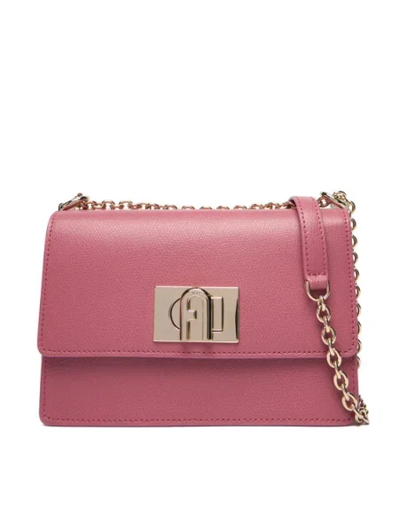 Кожена чанта Furla розово