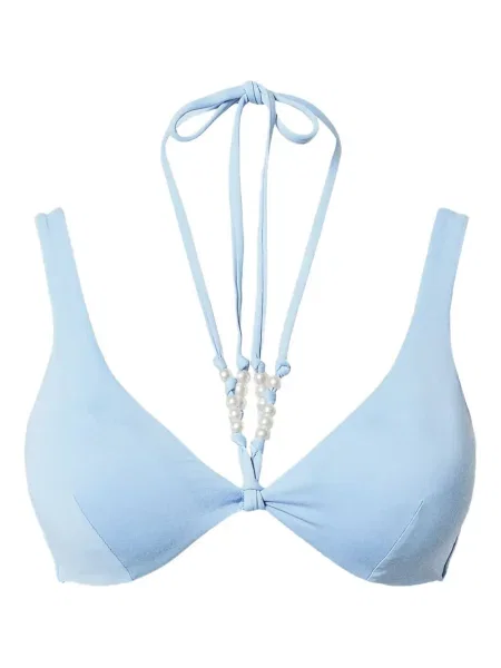 Bikini Twinset z koralikami z dekoltem halter niebieski