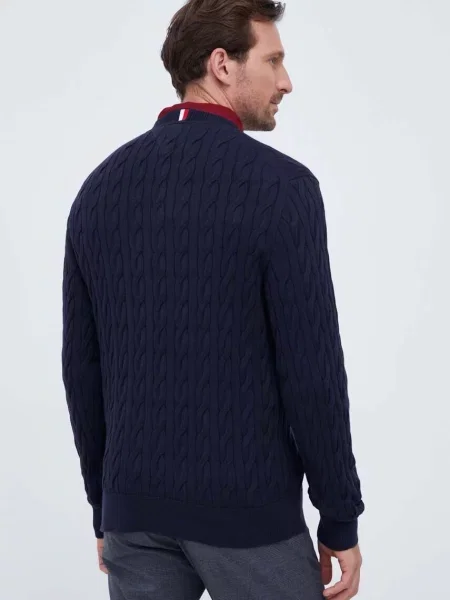 Sweter Tommy Hilfiger z nadrukiem granatowy