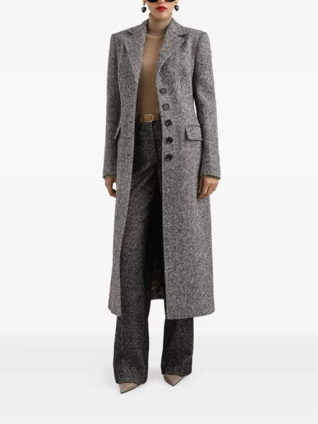 Pantaloni Dolce & Gabbana cu model herringbone negru