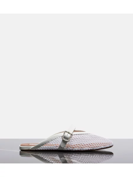 Chiloți Alaïa din piele slip-on de plasă alb