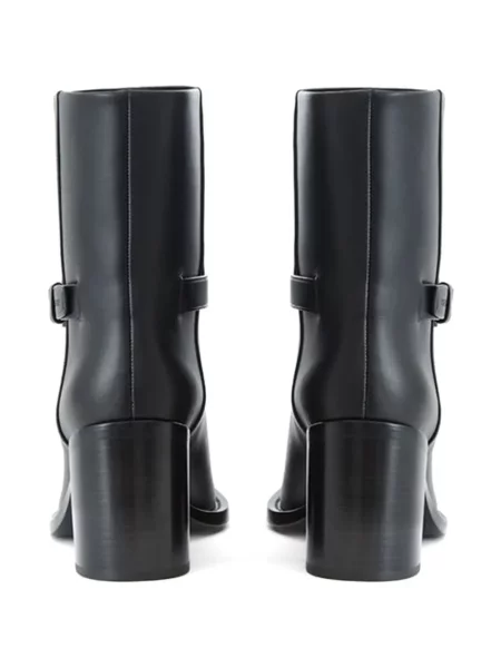 Botine Burberry din piele cu cataramă negru