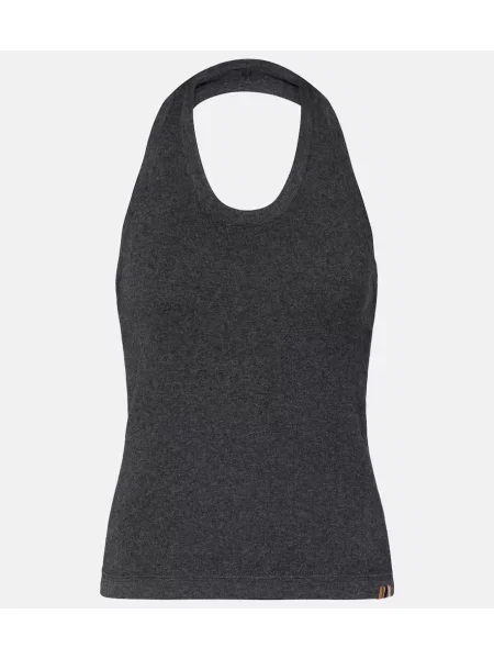 Top Extreme Cashmere din cașmir cu gât halter gri