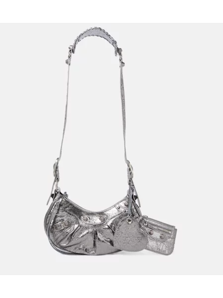 Torebka skórzana Balenciaga Le Cagole skórzana szara