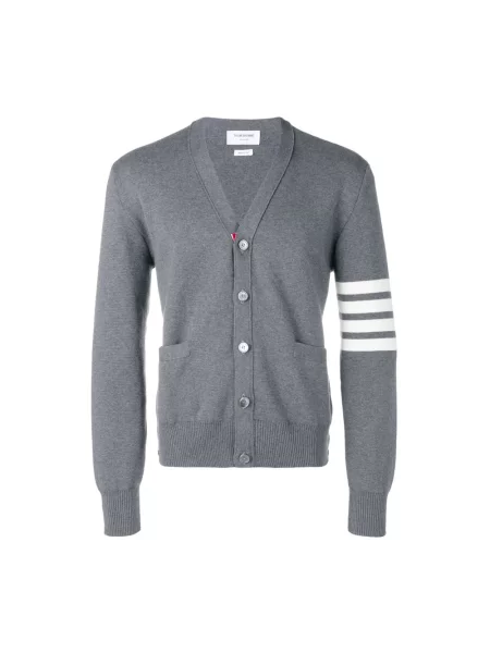 Kardigan Thom Browne z dekoltem w serek z krepy szary