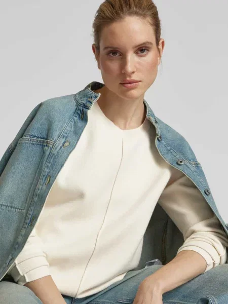 Sweter z dzianiny z okrągłym dekoltem model ‘Otari’ B.young biały
