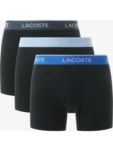 Bokserki Lacoste Stretch Cotton Colour Logo czarno niebieskie zestaw 3 sztuki S czarne