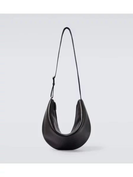 Usnjena torba crossbody The Row črna