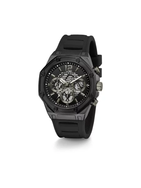 Lniany zegarek Guess czarny