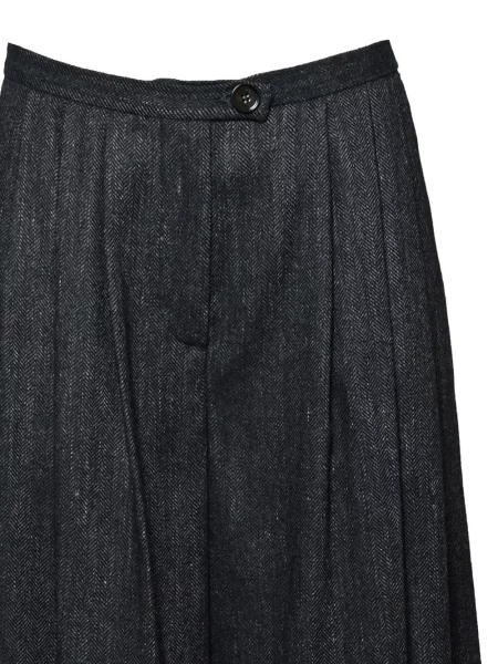 Pantaloni palazzo Solotre cu model herringbone negru