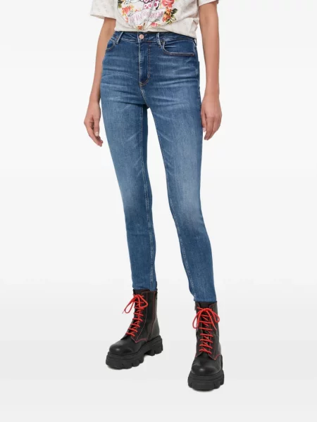 Skinny jeansy skinny Guess z 5 kieszeniami niebieskie