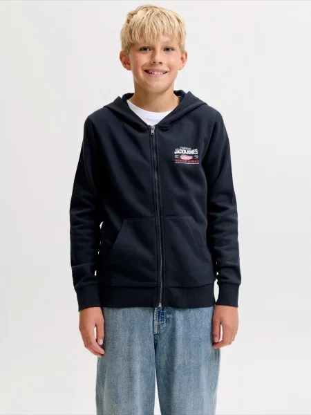Jack & Jones Junior Hanorac bleumarin / roșu deschis alb