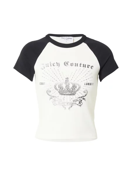 Juicy Couture Tricou REBELLE gri deschis / negru alb