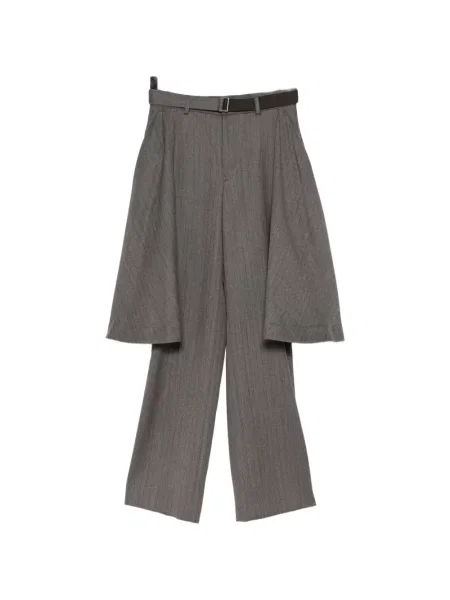 Pantaloni Sacai cu model herringbone gri