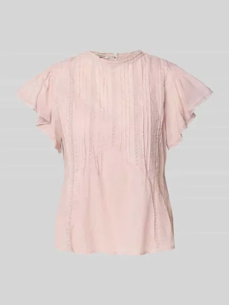 Bluzka o kroju regular fit z czystej bawełny z ażurowym wzorem Scotch & Soda różowa