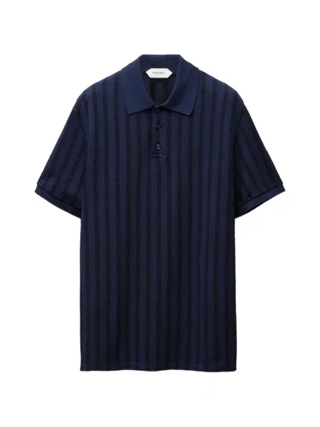 Tricou polo Versace din jacard albastru