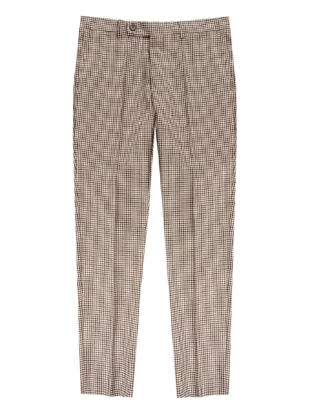 Pantaloni Slowear de lână în carouri maro