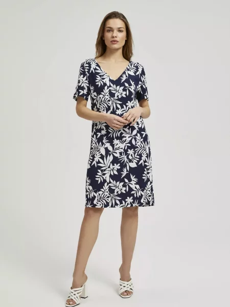 Rochie Moodo cu model floral negru