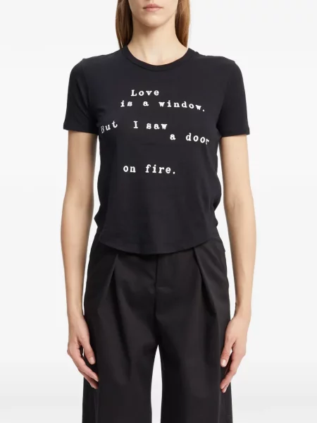 Tricou Ann Demeulemeester cu imagine din jerseu negru