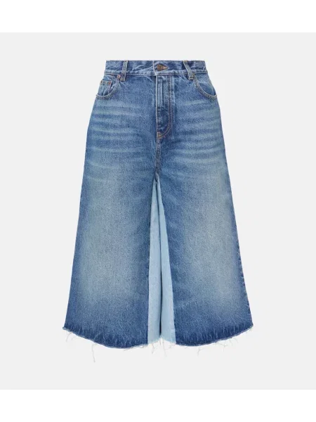Pantaloni culottes Chloé cu talie înaltă albastru