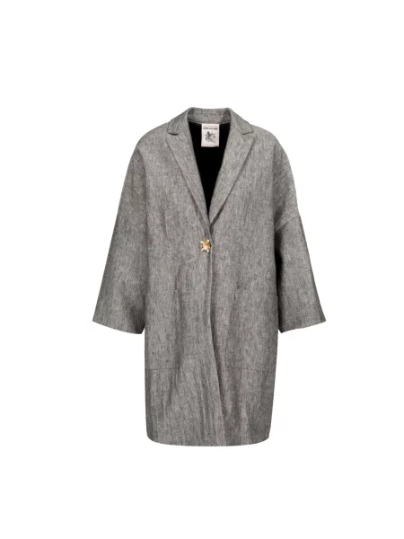 Lniany płaszcz Semicouture szary