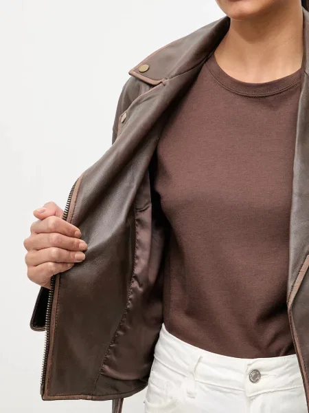 Шкіряна куртка Answear.LAB демісезонна коричневий