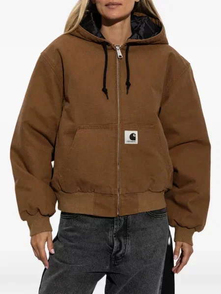 Geacă Carhartt Wip cu autograf cu cordon maro
