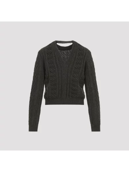 Krótki sweter Jil Sander wełniany zielony