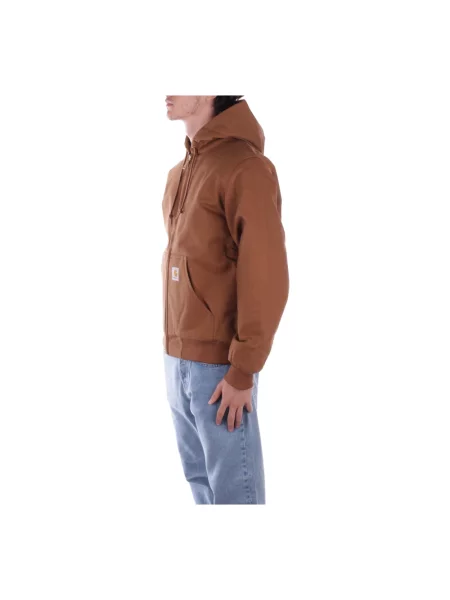 Kurtka Carhartt Wip z kapturem z logo brązowa
