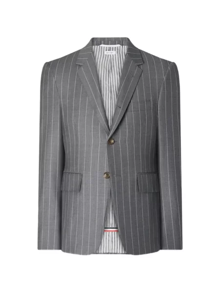 Geacă Thom Browne de lână cu dungi gri