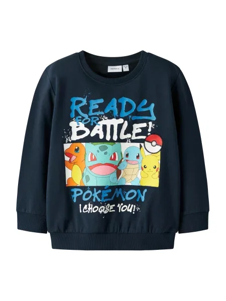 NAME IT Μπλούζα φούτερ NMMMumi Pokemon ναυτικό μπλε / κίτρινο / πορτοκαλί λευκό