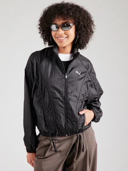 Puma geacă negru de tranzitie oversize alb