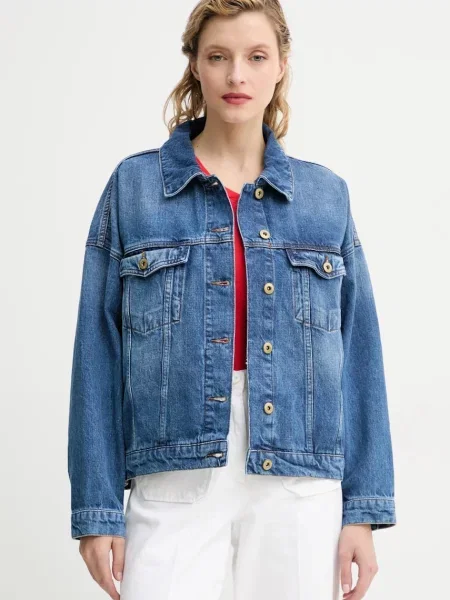Sessun kurtka jeansowa przejściowa oversize niebieski