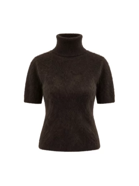 Sweter z golfem Seventy z kaszmiru brązowy