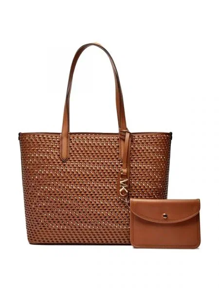 Michael Kors De piele geantă shopper + borsetă maro