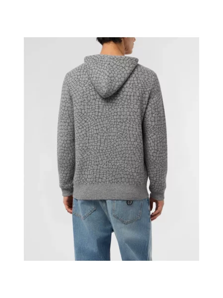 Dzianinowa bluza z kapturem Philipp Plein szara