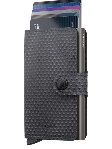 Secrid portofel RFID din piele PYRAMID gri