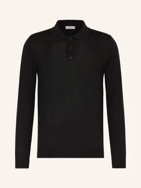 Reiss Úpletová Polokošile Trafford Z Merino Vlny černá