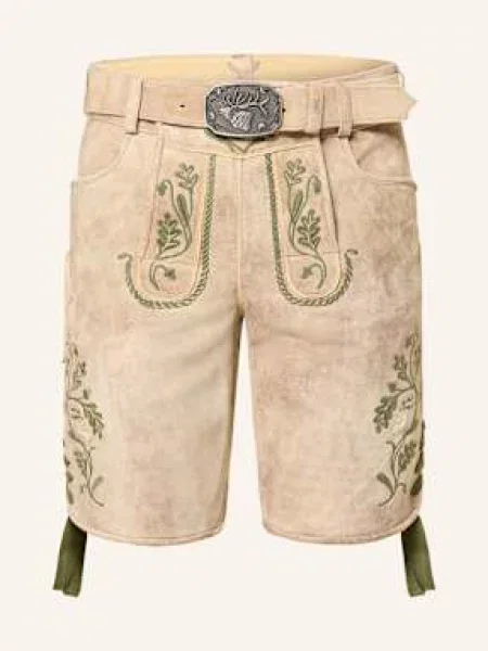 Spieth & Wensky Kožené Krojové Kalhoty Garvin světle hnědá/ tmavě zelená