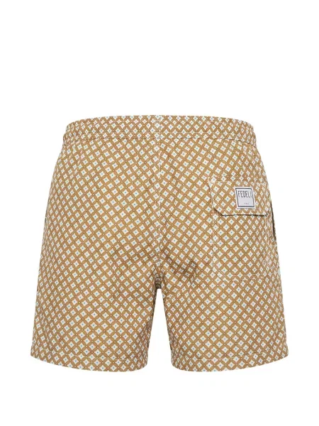 Slip de baie Fedeli cu imagine cu imprimeu geometric cu cordon maro