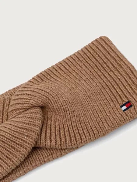 Вълнена шапка Tommy Hilfiger кафяво