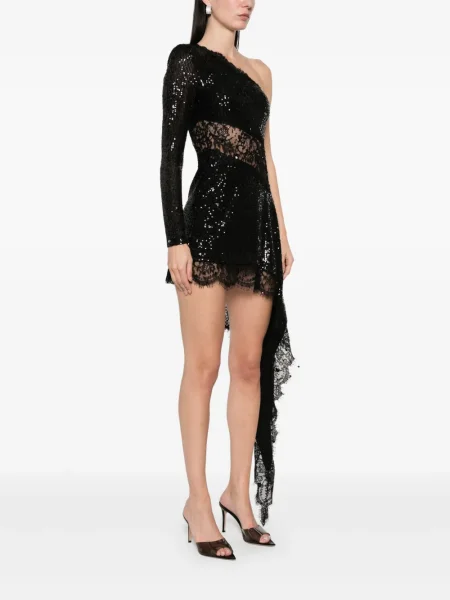Rochie mini Nissa din dantelă de costum negru