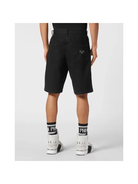 Szorty jeansowe Philipp Plein czarne
